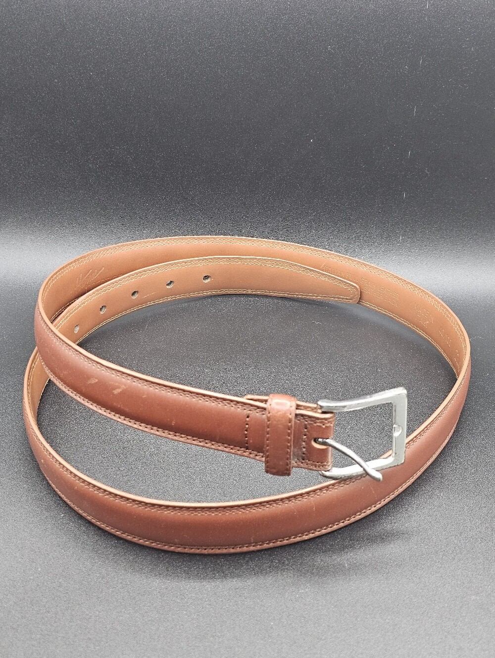 Harris Prestige Men's Brown Italian Leather Dress Belt Size 40/100 Solid Brass H